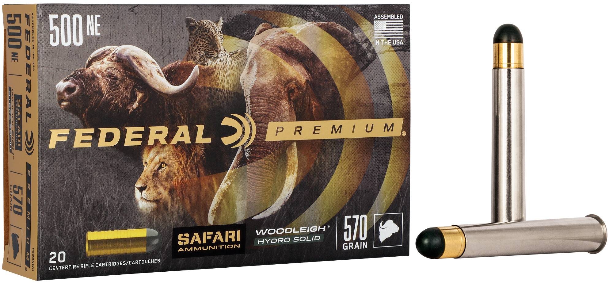 Federal Premium Safari Woodleigh Hydro Solid, 500 Nitro Express, 570 Grain, Woodleigh Hydro Solid, 2100 fps - $397.99 at Federal Premium
