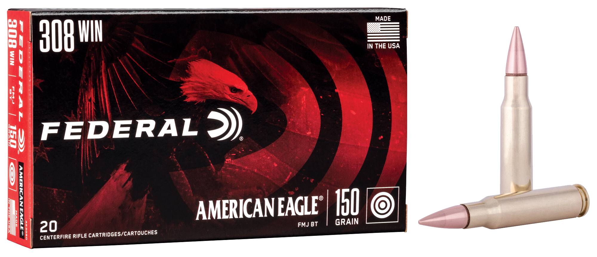 Federal Premium American Eagle Rifle, 308 Win, 150 Grain, Full Metal Jacket Boat-Tail, 2820 fps - $39.99 at Federal Premium