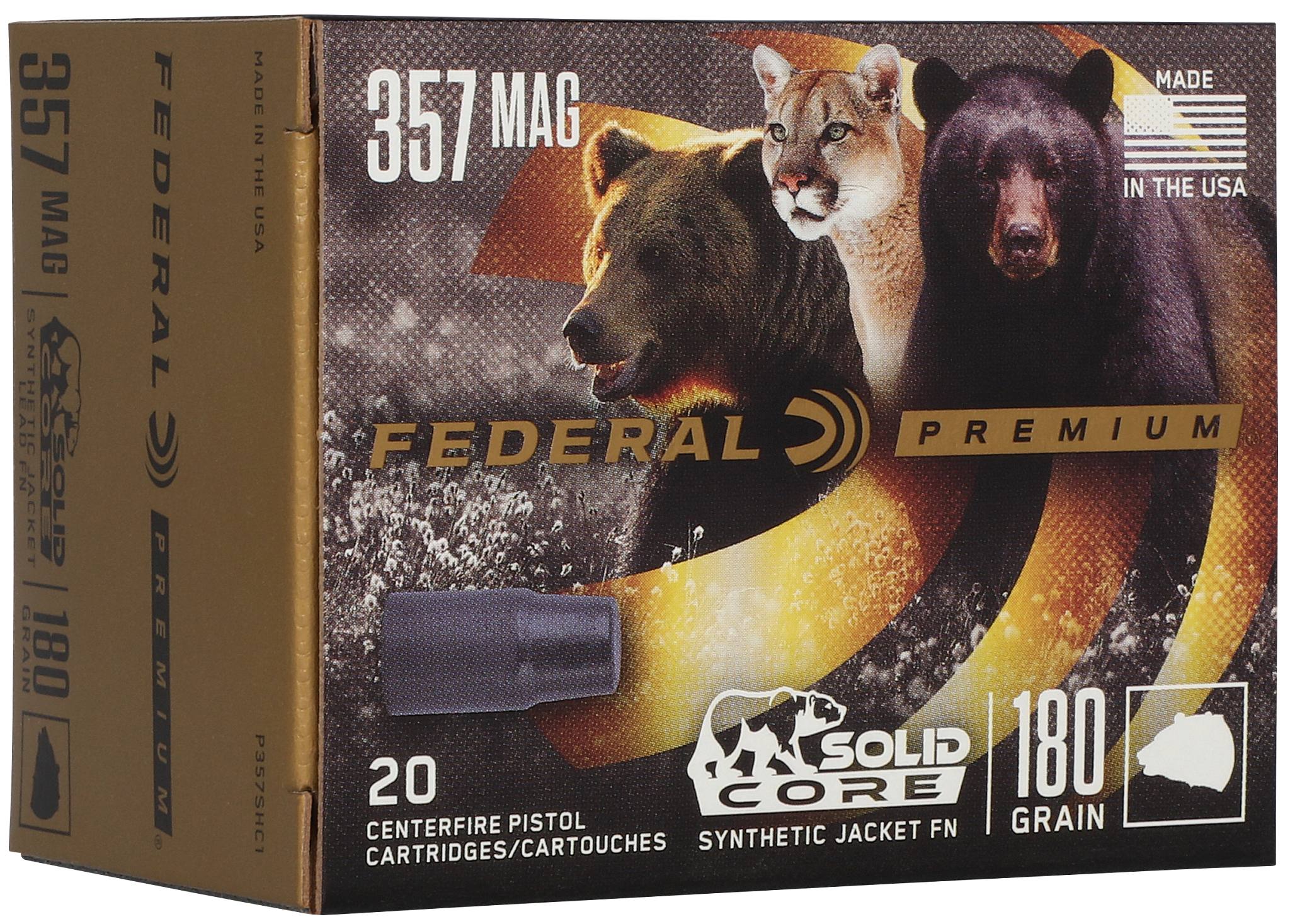 Solid Core, 357 Magnum, 180 Grain, Solid, 1215 fps by Federal Premium -