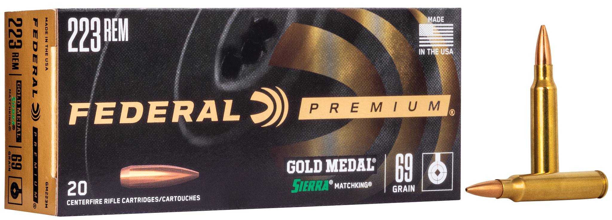 Federal Premium Gold Medal Sierra MatchKing, 223 Rem, 69 Grain, Sierra Matchking Boat-Tail Hollow Point, 2950 fps - $42.99 at Federal Premium