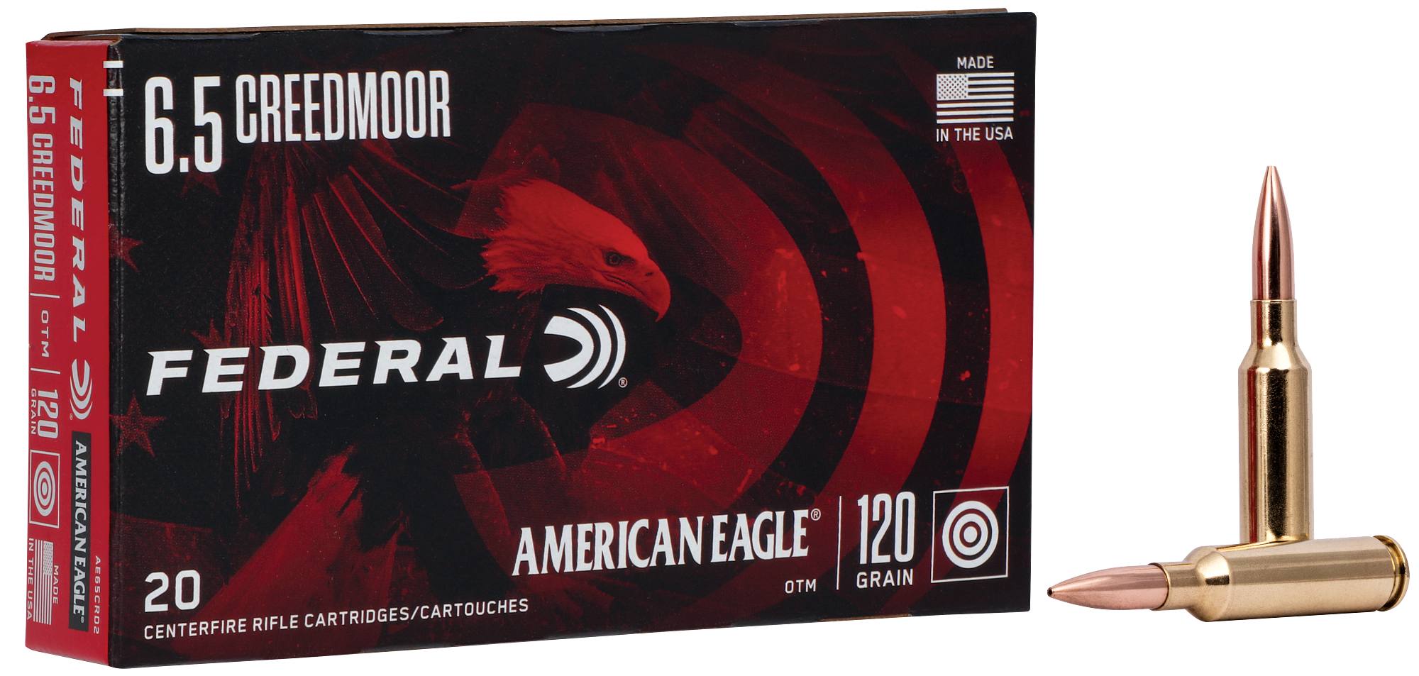 American Eagle Rifle, 6.5 Creedmoor, 120 Grain, Open Tip Match, 2900 fps by Federal Premium -