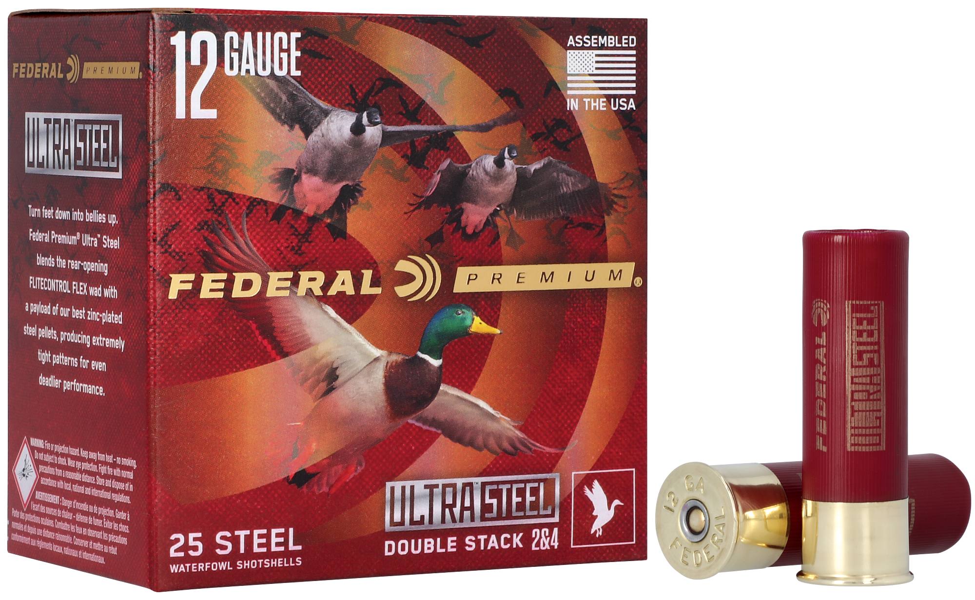 Federal Ultra Steel 12ga 3in 2 and 4 – Superb Double Stacked Duck Loads, 25 Rounds