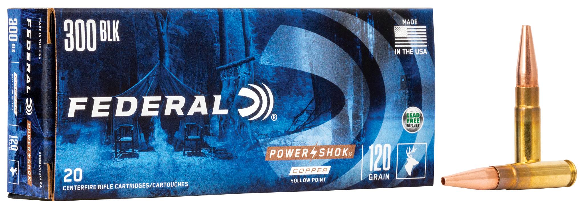 Federal Premium Power-Shok Copper Rifle, 300 Blackout, 120 Grain, Copper HP, 2100 fps - $50.99 at Federal Premium