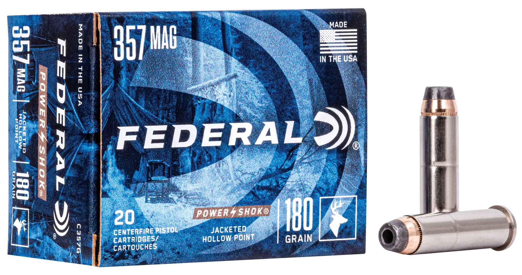 Federal Premium Power-Shok Handgun, 357 Magnum, 180 Grain, Jacketed Hollow Point, 1080 fps - $45.99 at Federal Premium