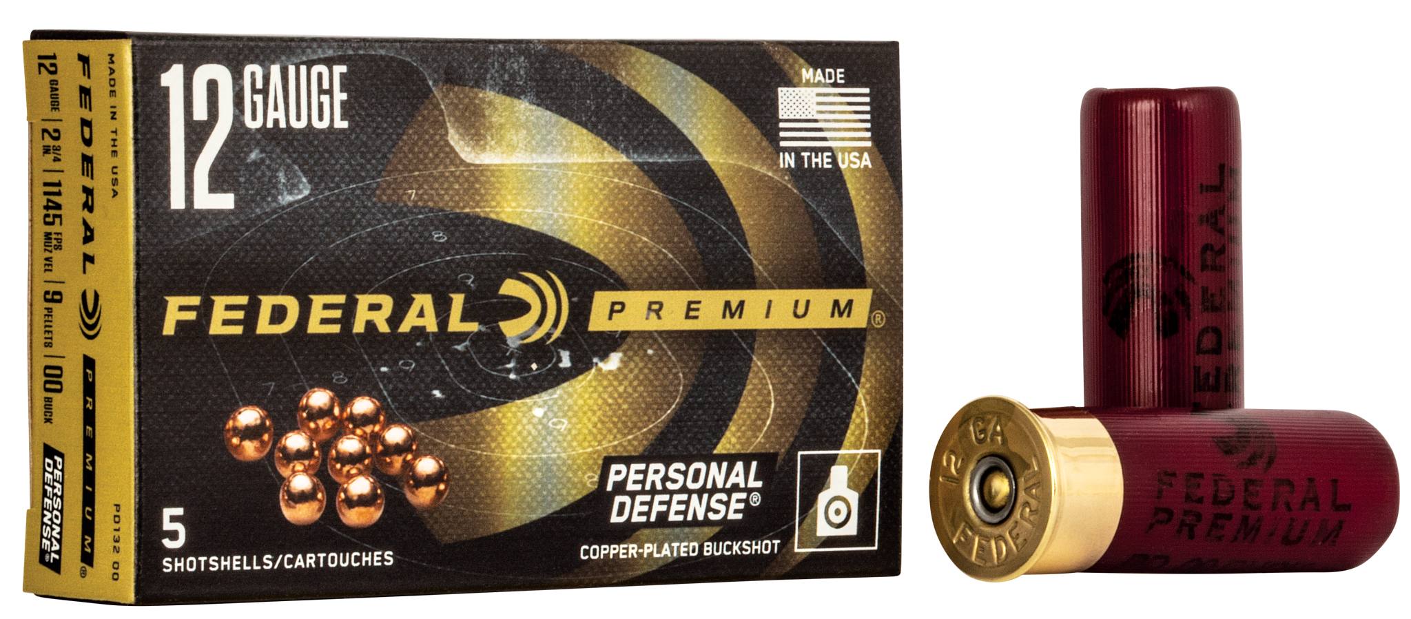 Personal Defense Shotshell with FLITECONTROL Wad, 12 Gauge, 00 Buck Shot, 2-3/4 in, 1145 fps by Federal Premium -