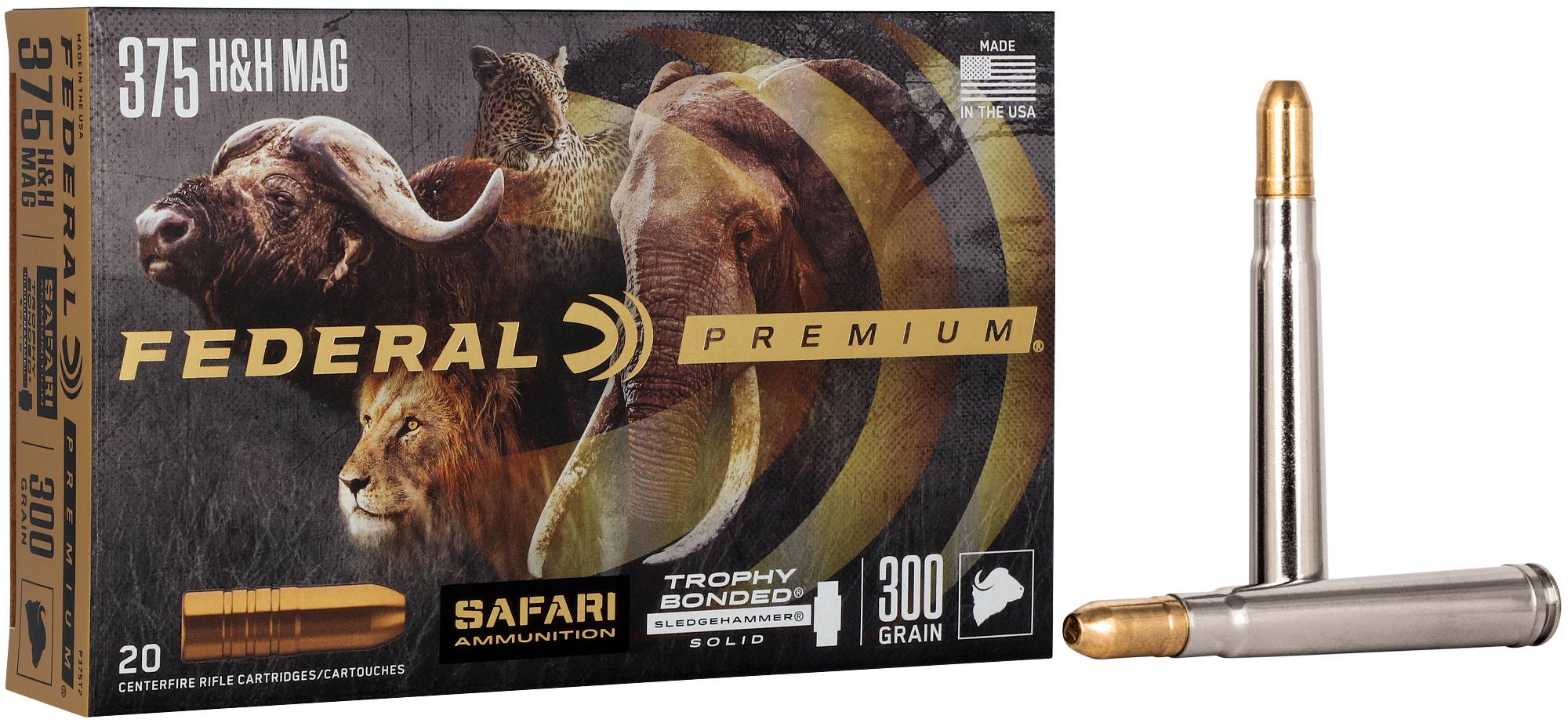 Safari Trophy Bonded Sledgehammer Solid, 375 H&H Magnum, 300 Grain, Trophy Bonded Sledgehammer Solid, 2440 fps